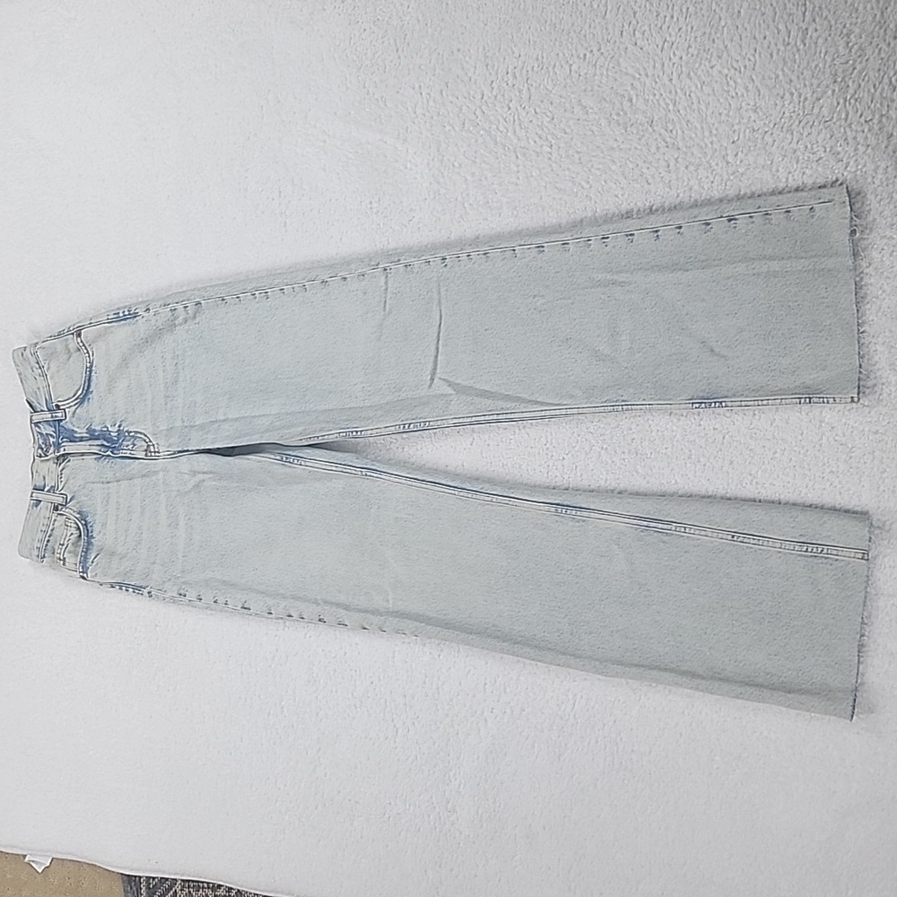 Zara High Rise Full Length Distressed Hem Jeans Brand New With Tags - Picture 3 of 16
